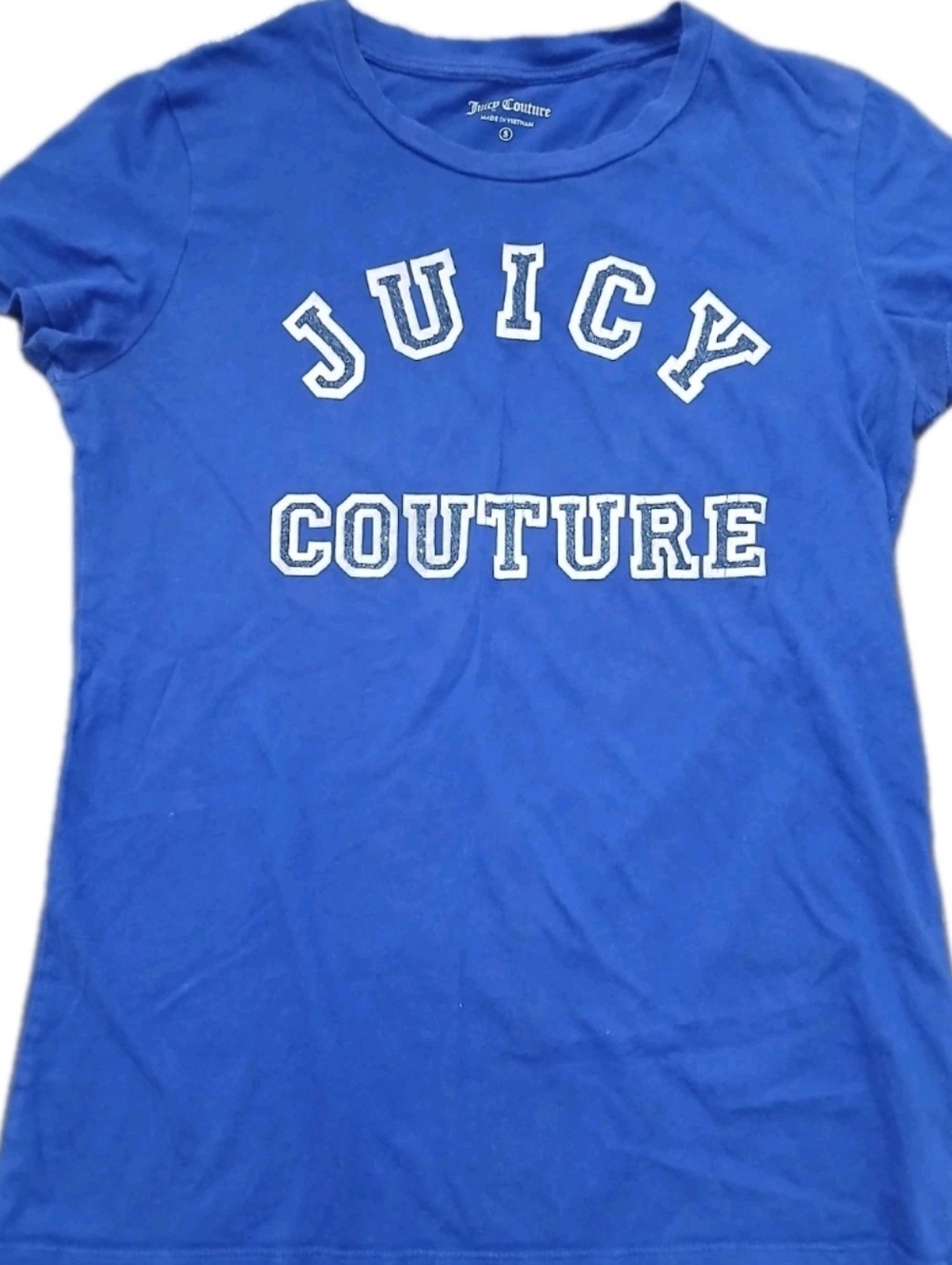 Juicy Couture Womens Glitter Graphic Blue T-shirt Size:Small - Picture 2 of 7